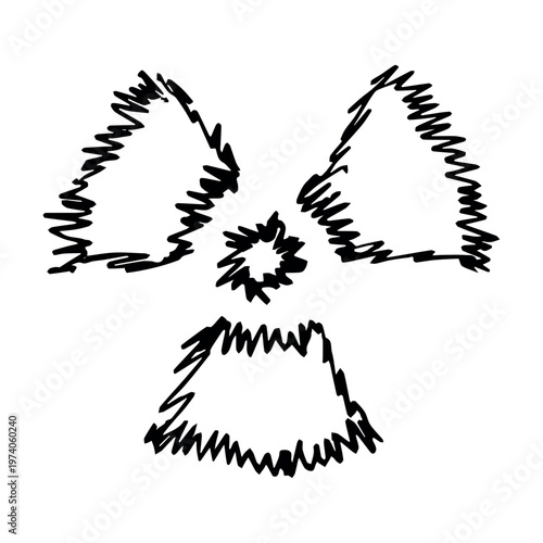 Hand drawn radiation sign Nuclear radiation hazard symbol Radioactive danger warning sign clipart in doodle style Nuclear safety Radioactive waste Single element for print, web, design, decor