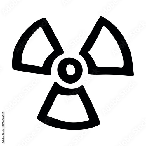 Hand drawn radiation sign Nuclear radiation hazard symbol Radioactive danger warning sign clipart in doodle style Nuclear safety Radioactive waste Single element for print, web, design, decor