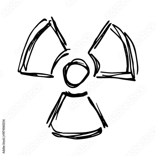 Hand drawn radiation sign Nuclear radiation hazard symbol Radioactive danger warning sign clipart in doodle style Nuclear safety Radioactive waste Single element for print, web, design, decor