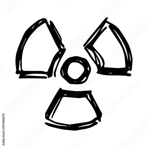 Hand drawn radiation sign Nuclear radiation hazard symbol Radioactive danger warning sign clipart in doodle style Nuclear safety Radioactive waste Single element for print, web, design, decor