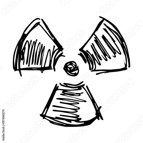 Hand drawn radiation sign Nuclear radiation hazard symbol Radioactive danger warning sign clipart in doodle style Nuclear safety Radioactive waste Single element for print, web, design, decor
