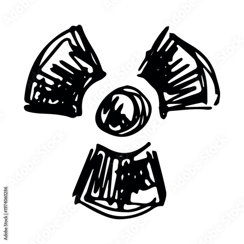 Hand drawn radiation sign Nuclear radiation hazard symbol Radioactive danger warning sign clipart in doodle style Nuclear safety Radioactive waste Single element for print, web, design, decor