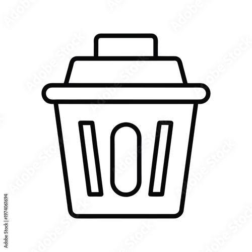 Compost Bin Vector Outline Icon Illustration. Zero waste recycling bin icon. Minimalist vector line art compost and landfill sorting containers for environmental sustainability.