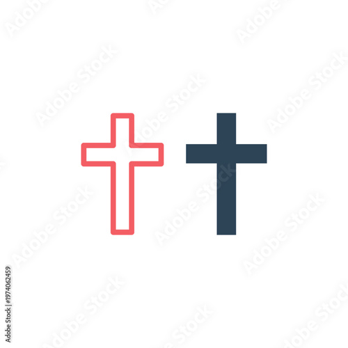 Christian cross flat style. Religion cross icons set vector illustration.