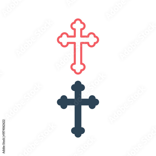 Christian cross flat style. Religion cross icons set vector illustration.