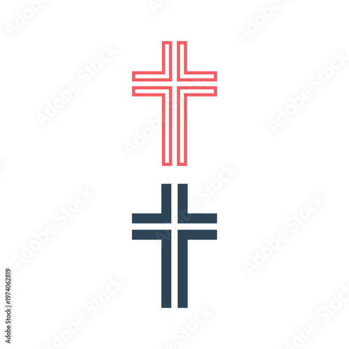 Christian cross flat style. Religion cross icons set vector illustration.