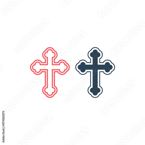 Christian cross flat style. Religion cross icons set vector illustration.