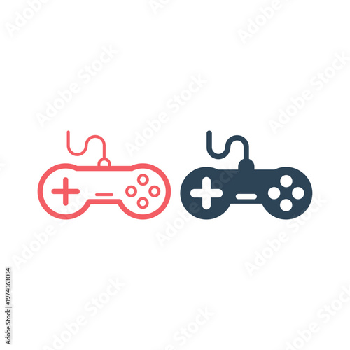 Minimal gaming symbol. Stream modern games. Wireless controller icons set vector.