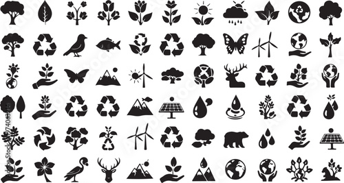 Eco Friendly Icons for Sustainable Living and Conservation Efforts