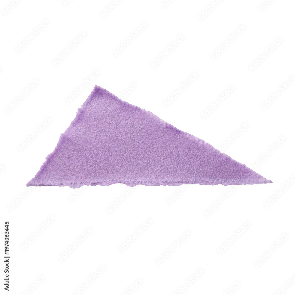 Fototapeta premium A single triangular shape featuring a textured purple surface with a soft watercolor paint effect isolated on transparent background