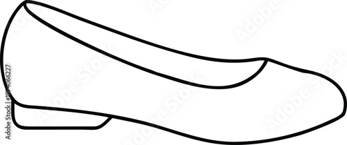 Simple outline drawing of a classic ballet flat shoe for womens footwear concepts