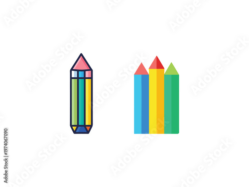 Colorful pencils and crayons for art and drawing  educational and creative tools for children and adults