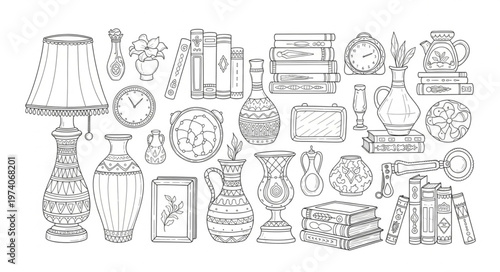 Collection of Vintage Decorative Objects and Home Decor Items.