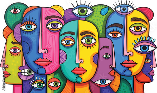 Multicolored Faces with Multiple Eyes