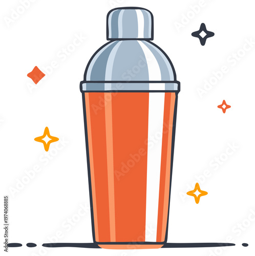 Cocktail shaker vector illustration with star decorations for bar and drink designs