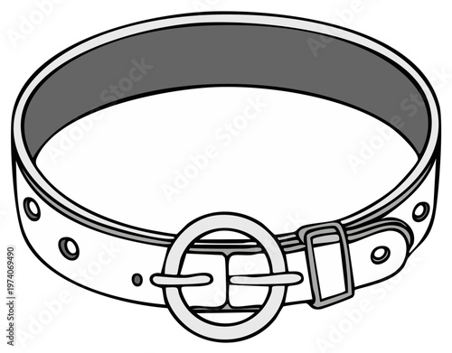 Leather Belt with Round Buckle Accessory for Fashion and Style