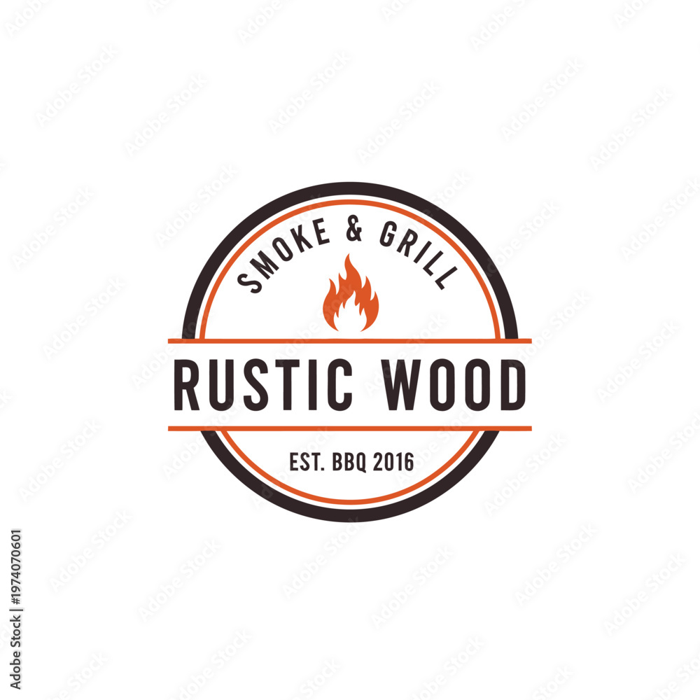 Fototapeta premium Vintage Retro Rustic BBQ Grill, Barbecue, Barbeque Label Cap Logo vector design.