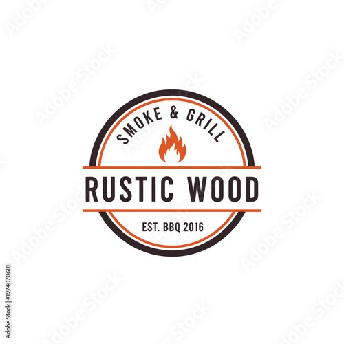Vintage Retro Rustic BBQ Grill, Barbecue, Barbeque Label Cap Logo vector design.