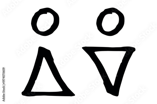 Hand drawn female and male gender identity sign Girls and boys Man and woman pictogram Lady and gentleman for restroom, toilet, washroom, lavatory, closet, WC, bathroom, door sticker