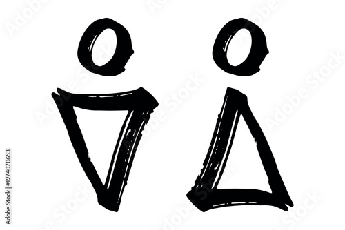 Hand drawn female and male gender identity sign Girls and boys Man and woman pictogram Lady and gentleman for restroom, toilet, washroom, lavatory, closet, WC, bathroom, door sticker