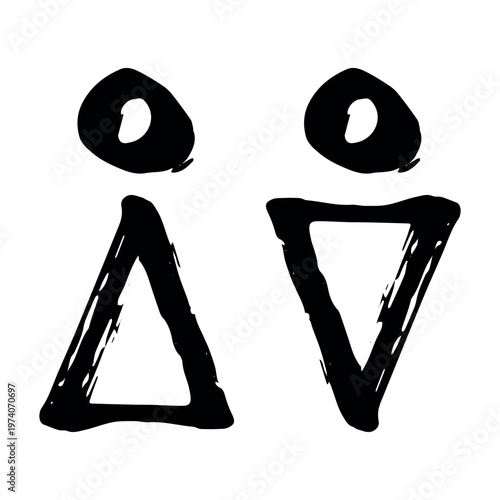 Hand drawn female and male gender identity sign Girls and boys Man and woman pictogram Lady and gentleman for restroom, toilet, washroom, lavatory, closet, WC, bathroom, door sticker