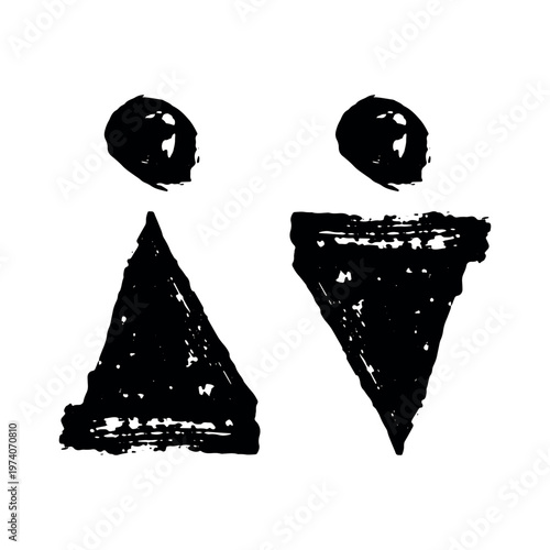 Hand drawn female and male gender identity sign Girls and boys Man and woman pictogram Lady and gentleman for restroom, toilet, washroom, lavatory, closet, WC, bathroom, door sticker