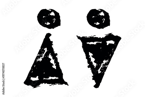 Hand drawn female and male gender identity sign Girls and boys Man and woman pictogram Lady and gentleman for restroom, toilet, washroom, lavatory, closet, WC, bathroom, door sticker