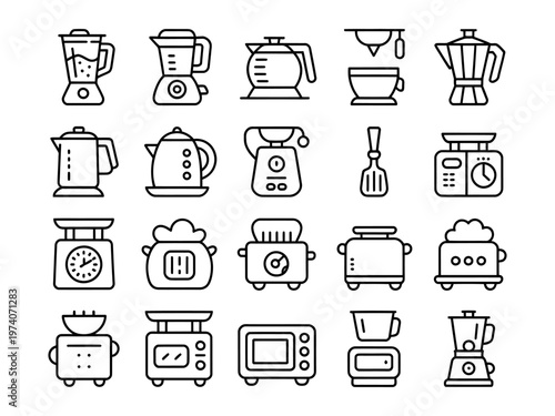 Vector of a collection of modern kitchen appliances and gadgets
