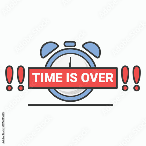 clock and time is over wording cartoon vector illustration isolated on white background 