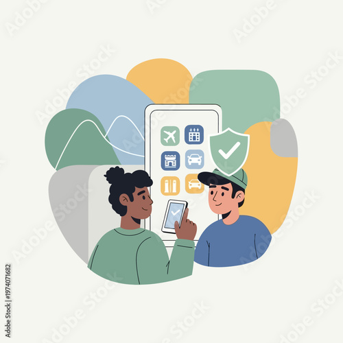 Two men looking at smartphone screen.