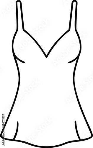 Professional Vector Outline of a Flared Womens Tankini or Camisole Top