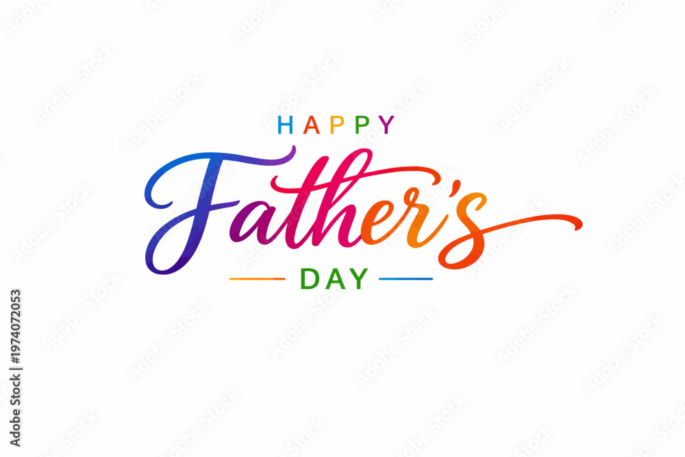 Fototapeta premium Colorful 'happy father's day' typography design for celebrations and greetings