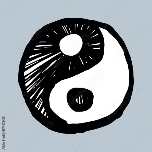 Hand drawn yin yang symbol Zen and Tao Harmony and balance Black and white yin and yang sign Taichi, Taoism, Buddhism, Japan, Chinese, Asian, yoga, meditation, karma, peace, dualism