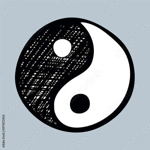 Hand drawn yin yang symbol Zen and Tao Harmony and balance Black and white yin and yang sign Taichi, Taoism, Buddhism, Japan, Chinese, Asian, yoga, meditation, karma, peace, dualism