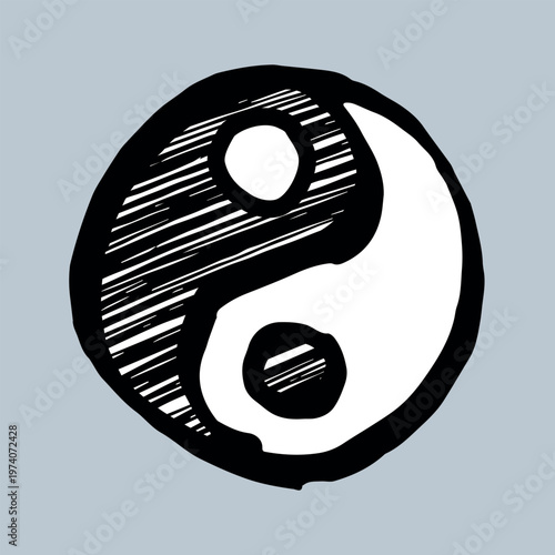 Hand drawn yin yang symbol Zen and Tao Harmony and balance Black and white yin and yang sign Taichi, Taoism, Buddhism, Japan, Chinese, Asian, yoga, meditation, karma, peace, dualism