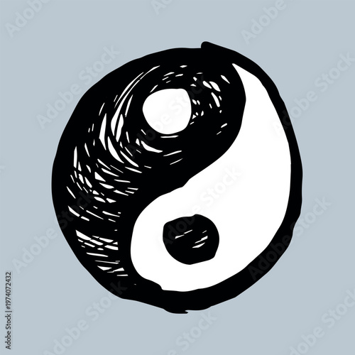 Hand drawn yin yang symbol Zen and Tao Harmony and balance Black and white yin and yang sign Taichi, Taoism, Buddhism, Japan, Chinese, Asian, yoga, meditation, karma, peace, dualism