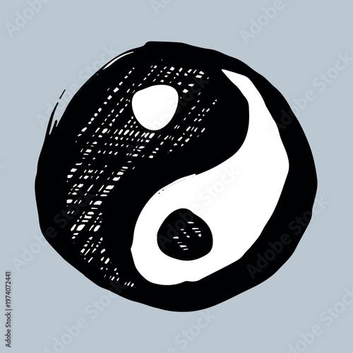 Hand drawn yin yang symbol Zen and Tao Harmony and balance Black and white yin and yang sign Taichi, Taoism, Buddhism, Japan, Chinese, Asian, yoga, meditation, karma, peace, dualism