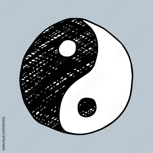 Hand drawn yin yang symbol Zen and Tao Harmony and balance Black and white yin and yang sign Taichi, Taoism, Buddhism, Japan, Chinese, Asian, yoga, meditation, karma, peace, dualism