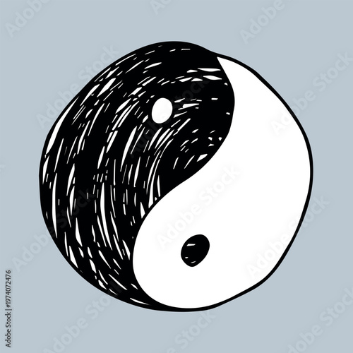 Hand drawn yin yang symbol Zen and Tao Harmony and balance Black and white yin and yang sign Taichi, Taoism, Buddhism, Japan, Chinese, Asian, yoga, meditation, karma, peace, dualism