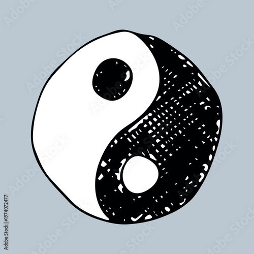 Hand drawn yin yang symbol Zen and Tao Harmony and balance Black and white yin and yang sign Taichi, Taoism, Buddhism, Japan, Chinese, Asian, yoga, meditation, karma, peace, dualism