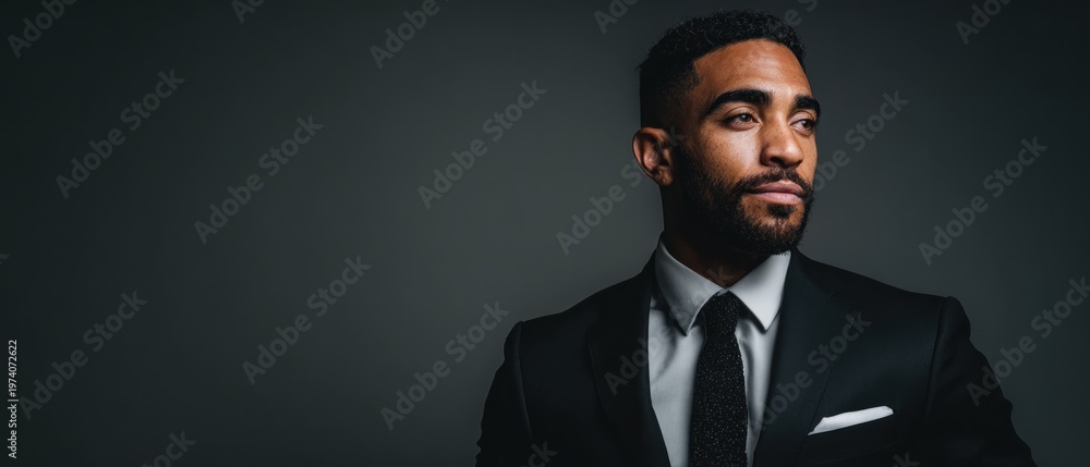 Obraz premium Confident businessman in a suit looking away