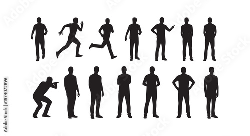 A diverse collection of 16 hand-drawn icons showcasing various human activities and poses in black and white