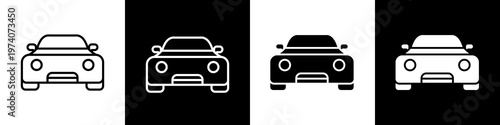 Car  black and white icon design concept