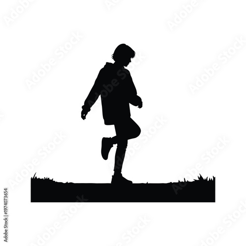 A lone hiker standing on a cliff overlooking a serene landscape at dusk
