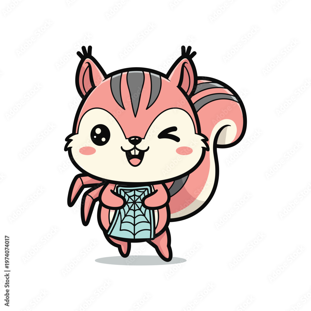 Fototapeta premium Cute Squirrel Spiderweb Mascot Commercial
