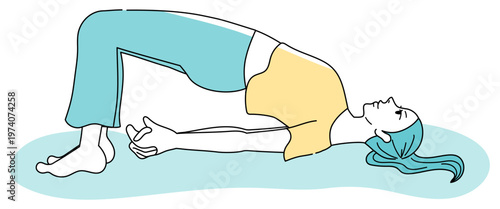 Woman practicing Bridge yoga pose – vector illustration