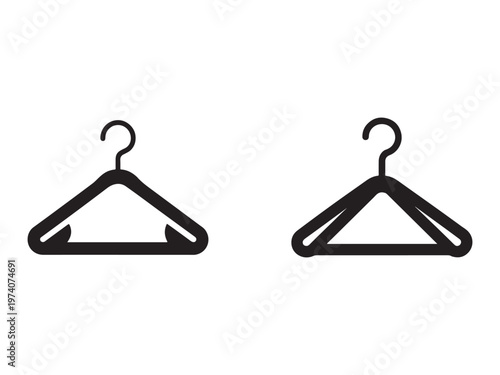 Two black coat hangers on white background  simple clothing hangers for organization and storage