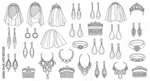 Collection of Vintage Jewelry and Accessories Illustrations.
