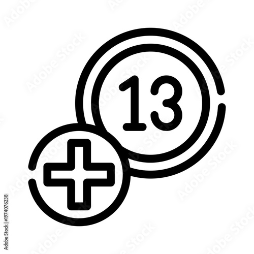 13plus line icon