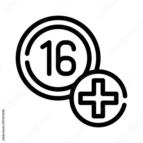 16plus line icon